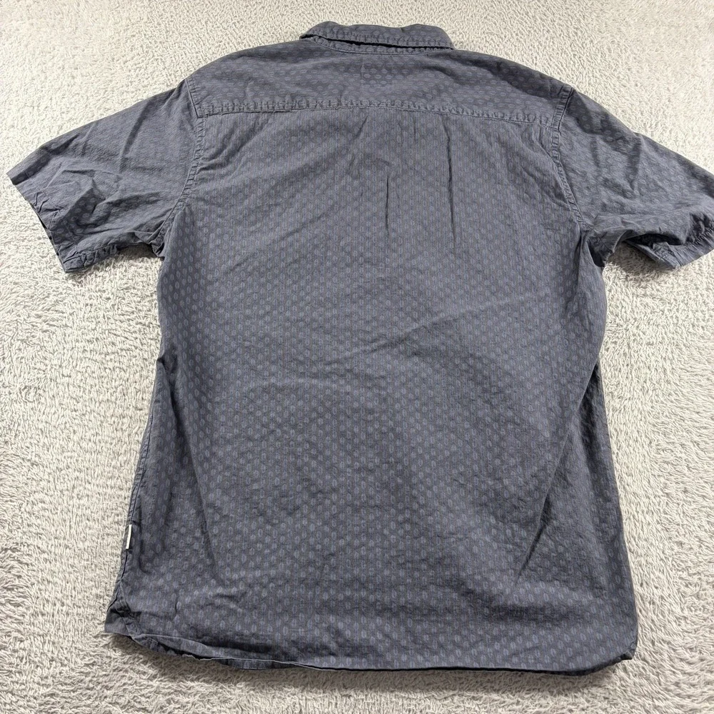 Voyager Pattern Shirt Mens Medium Blue Button Down Short Sleeve
